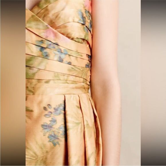 Anthropologie Botanica Dress by James Coviello Orange Watercolor size 2 - Picture 2 of 11